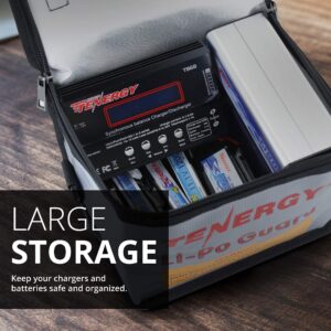 Tenergy 5-in-1 Intelligent Digital Cell Meter Battery Checker and Fire Retardant Lipo Bags for Charging and Storage