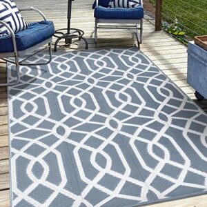 wikiwiki Outdoor Rug, 5x8ft Waterproof Reversible Mat Indoor Outdoor Rugs Carpet, Small Area Rug Plastic Straw Rug for Patio Deck Balcony Pool RV Camping Beach Picnic, Grey