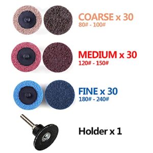 90pcs 2 Inches Sanding Discs,Surface Conditioning Disc,Quick Change Sanding Disc with a 1/4 Inch Holder,Fine Medium Coarse Aluminium Oxide Nylon Pads