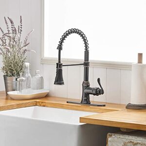 Bathfinesse Kitchen Sink Faucet with Pull Down Sprayer, 1 or 3 Hole, Oil Rubbed Bronze