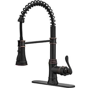 bathfinesse kitchen sink faucet with pull down sprayer, 1 or 3 hole, oil rubbed bronze