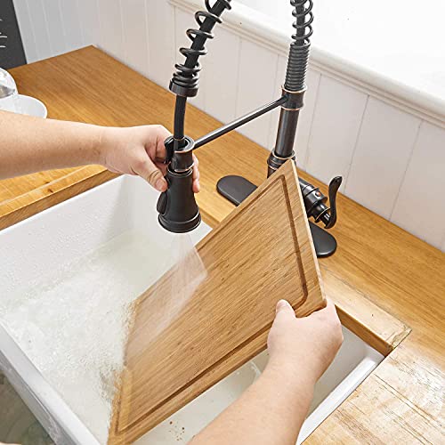 Bathfinesse Kitchen Sink Faucet with Pull Down Sprayer, 1 or 3 Hole, Oil Rubbed Bronze