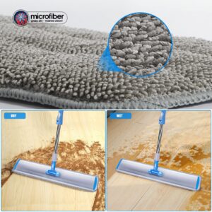 Masthome Commercial Wet Mop 24'' Large Microfiber Mop,Aluminum Flat Mop with Adjustable Stainless Steel for Wet and Dust Cleaning Heavy Duty Floor Mop with 5 Mop Pads and 1 Cleaning Scraper