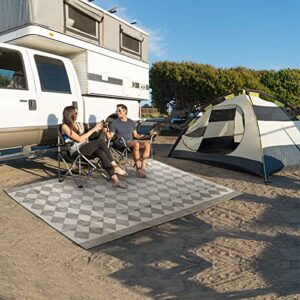 Kurala Reversible Rugs Plastic Patio Area Rugs, Lightweight Outside Mats for Patio, Straw, RV Camping, Beach and Picnic (5x8ft Taupe)