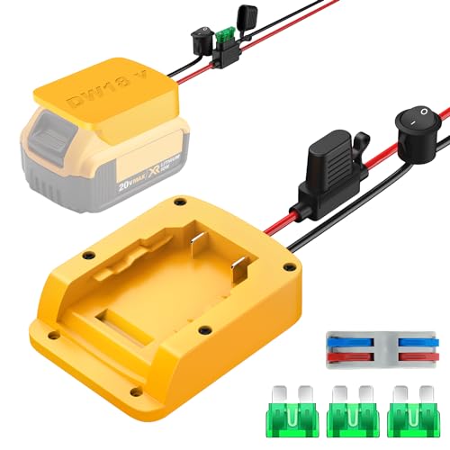 Kzreect Power Wheels Adapter for Dewalt 20V Battery Adapter, 20V Power Wheels Battery Converter Kit for DIY RC Toys Adapter Set with Fuses Holder and Switch, Wire Terminals, 12AWG Wire