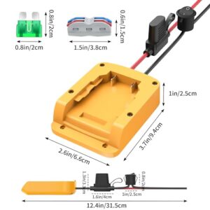 Kzreect Power Wheels Adapter for Dewalt 20V Battery Adapter, 20V Power Wheels Battery Converter Kit for DIY RC Toys Adapter Set with Fuses Holder and Switch, Wire Terminals, 12AWG Wire