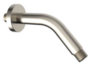 aquaiaw only produce and sell solid brass shower arms. aquaiaw shower arm and o-ring flange, 6 inch, solid brass, round, both 1/2 npt tapered threads, pvd brushed nickel wall mount shower head arm