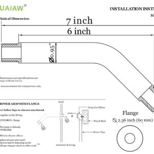 Aquaiaw Only Produce and Sell Solid Brass Shower Arms. Aquaiaw Shower Arm and O-Ring Flange, 6 inch, Solid Brass, Round, Both 1/2 NPT Tapered Threads, PVD Brushed Nickel Wall Mount Shower Head Arm