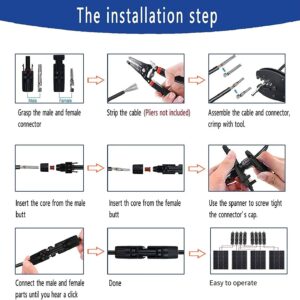 QeeHeng Crimping Tool Kit Compatible with Solar Cable Connector,6 Pairs Solar Panel Connectors, 1 Crimper Tool,2pcs Spanner Wrench