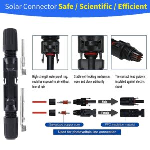 QeeHeng Crimping Tool Kit Compatible with Solar Cable Connector,6 Pairs Solar Panel Connectors, 1 Crimper Tool,2pcs Spanner Wrench