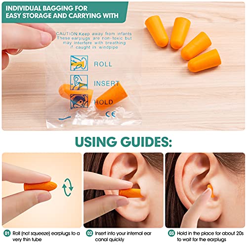 50 Pairs Earplugs for Noise Canceling Ear Plugs for Sleep Work Snoring Sound Canceling Blocking Construction Loud Noise Reducing Soft Foam Earplugs