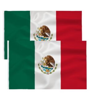 2packs mexico flag 3x5 foot- mexican national flags indoor/outdoor quality polyester with vivid color brass grommets decorations