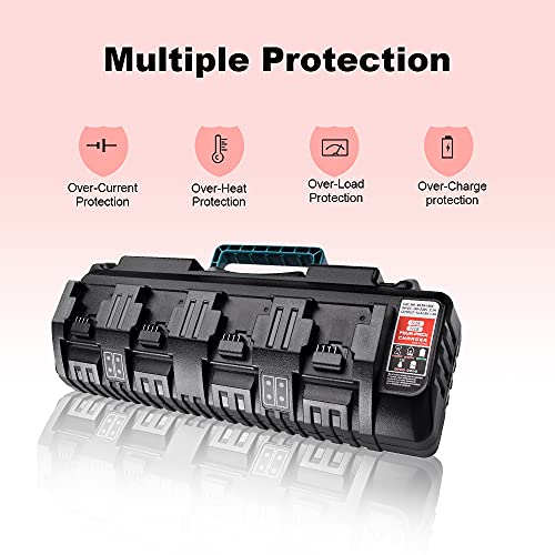 for M18 Battery Charger, 4-Ports Simultaneous Rapid Charger for Milwaukee 18v Li-Ion Battery and Milwaukee Tools 48-11-1850 48-11-1840 48-11-1815 48-11-1828 Milwaukee Charger