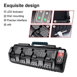 for M18 Battery Charger, 4-Ports Simultaneous Rapid Charger for Milwaukee 18v Li-Ion Battery and Milwaukee Tools 48-11-1850 48-11-1840 48-11-1815 48-11-1828 Milwaukee Charger