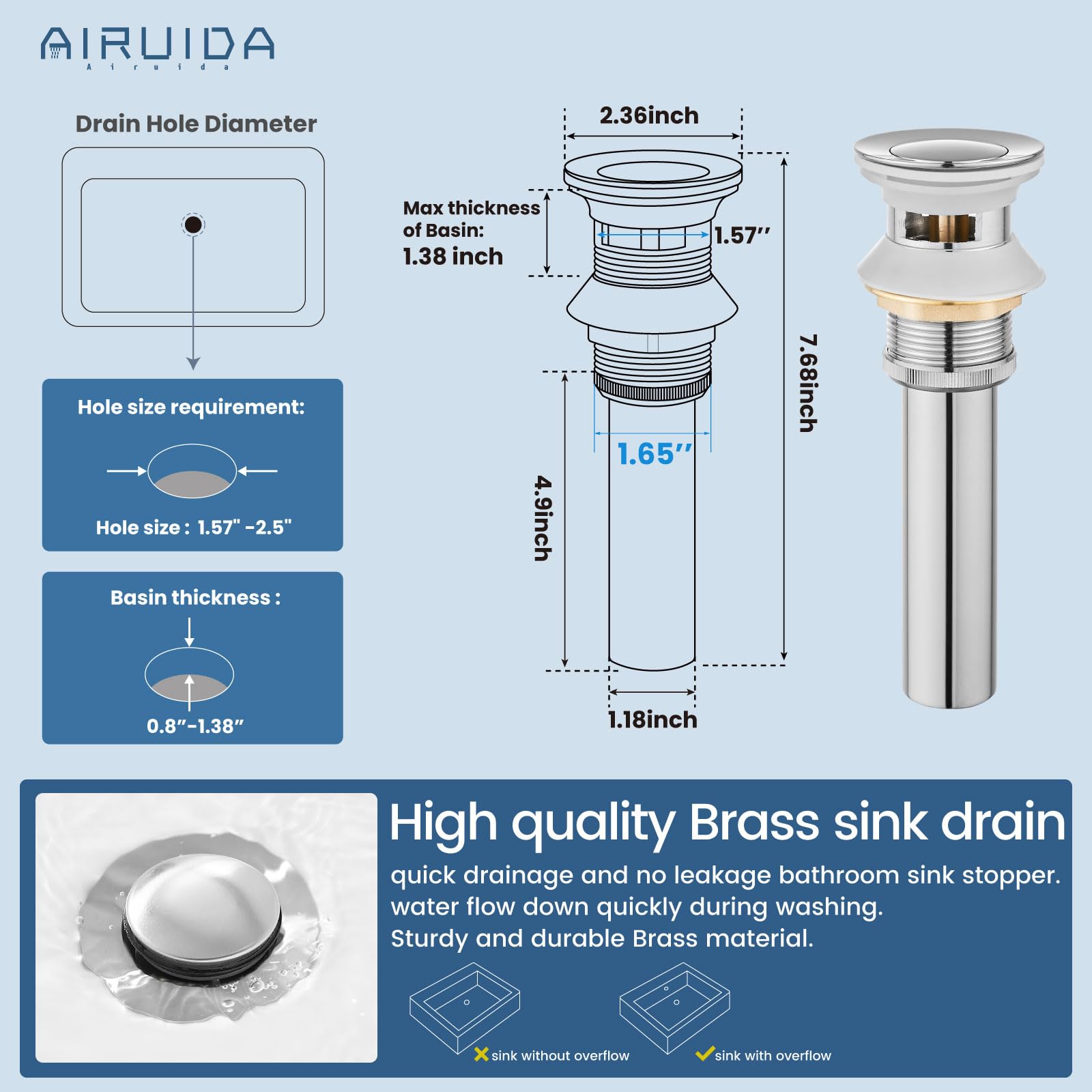 Airuida Waterfall Widespread Bathroom Sink Faucet, 8 Inch Widespread Bathroom Faucet Chrome Polish with Pop-Up Drain, 2-Handles 3 Holes Commercial Modern Vanity Faucet with Water Supply Lines