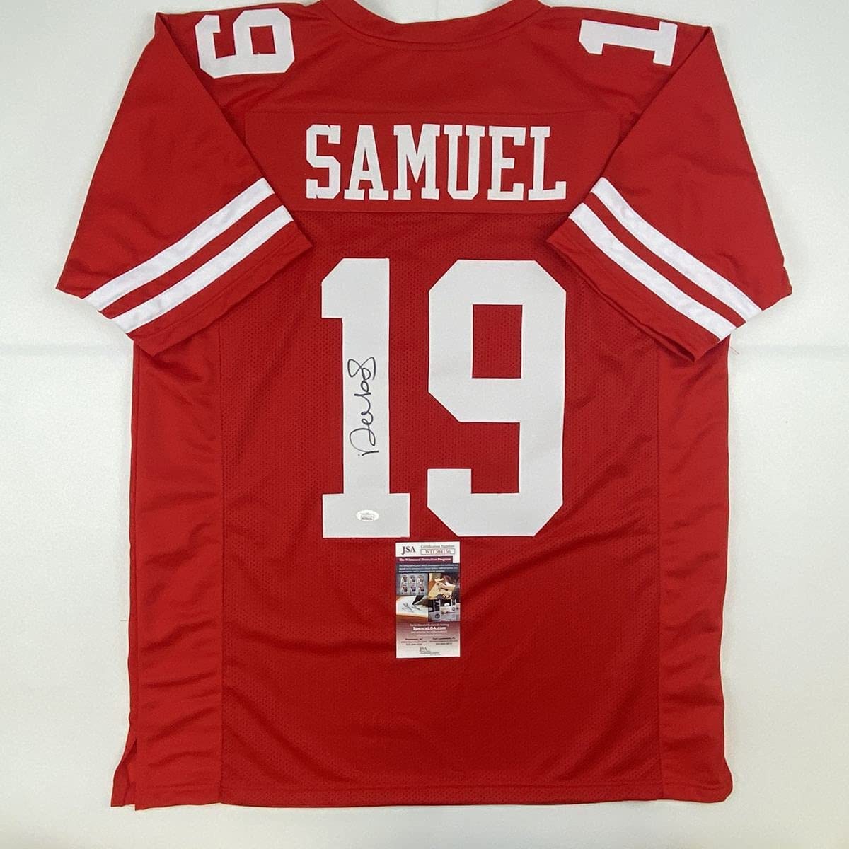 Autographed/Signed Deebo Samuel San Francisco Red Football Jersey JSA COA