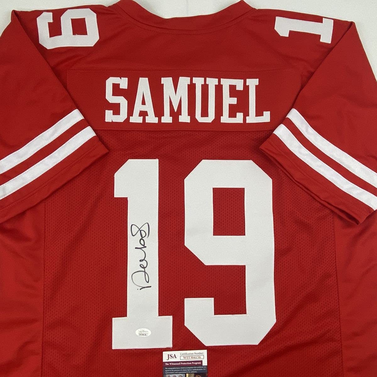 Autographed/Signed Deebo Samuel San Francisco Red Football Jersey JSA COA