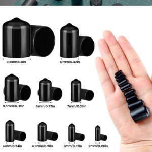 156 Pieces Rubber End Caps Flexible Rubber Caps for Bolts Screw Caps Thread Protectors Vinyl Caps Rubber Screw Covers in 9 Sizes from 2/25 to 4/5 Inch