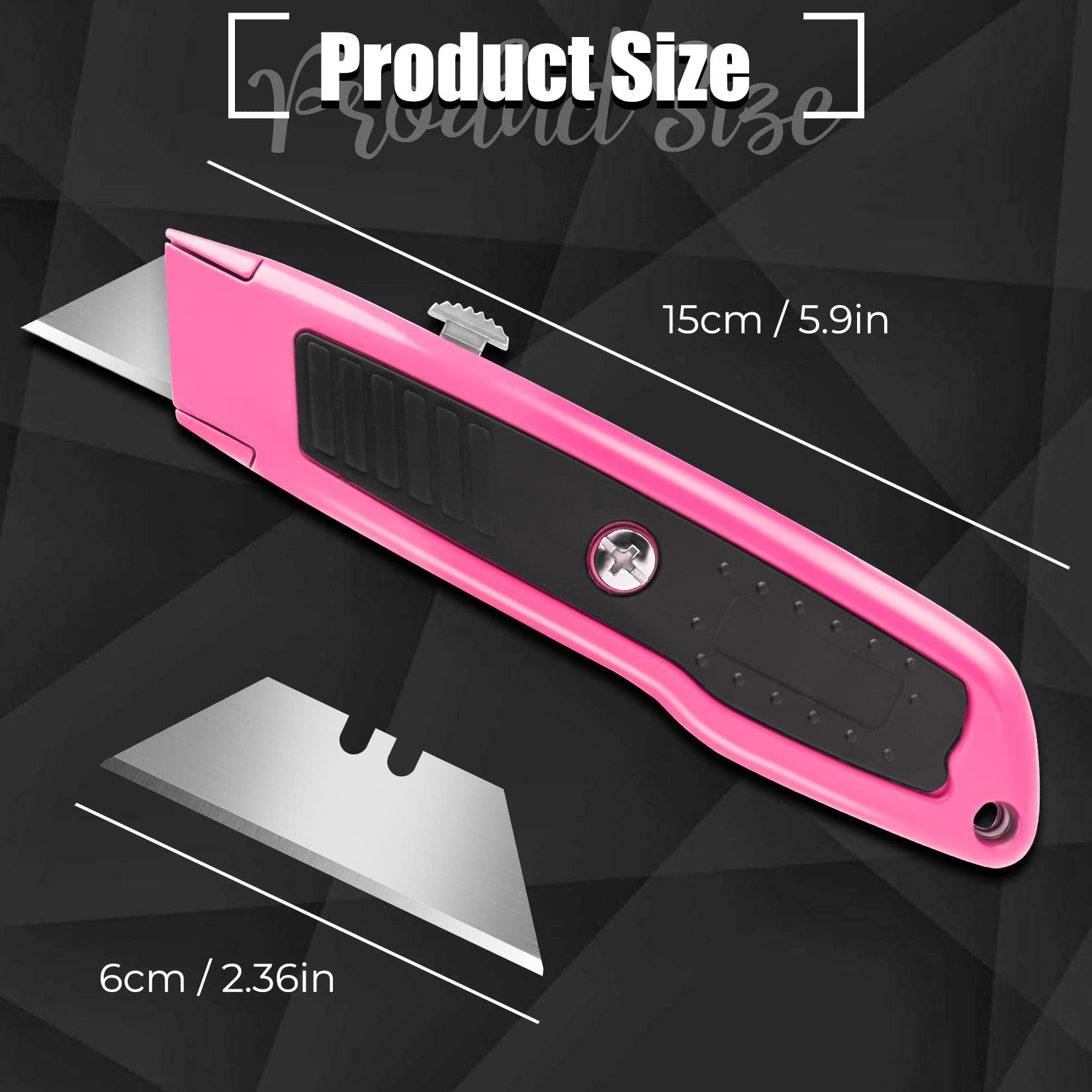 Jetmore Box Cutter, 2 Pack Pink Utility Knife, Durable Razor Knife, Box Opener with 10 SK5 Blades, Exacto Knife, Cardboard Cutter, Box Cutter Retractable, Perfect Package Opener for Home, Office