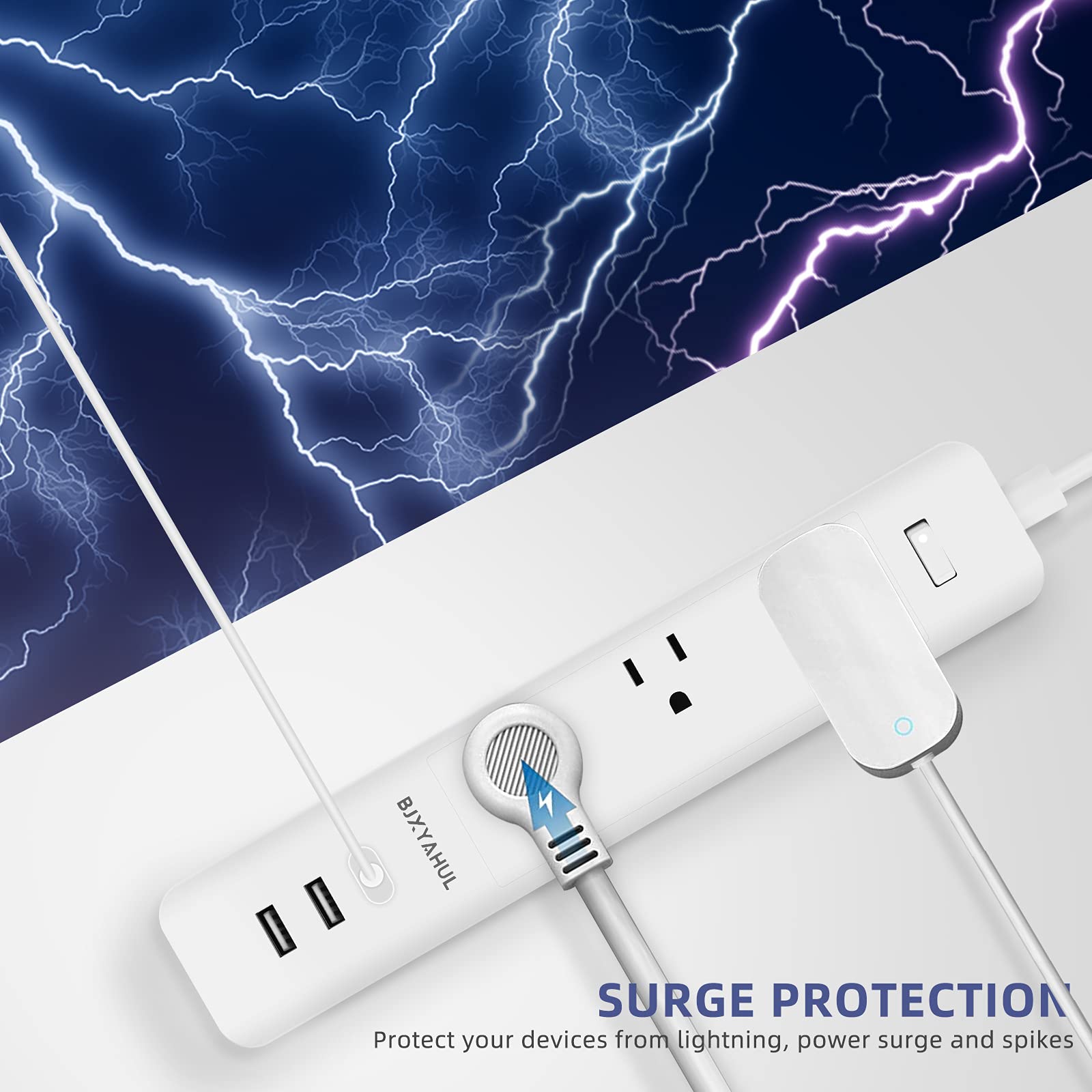 2 Prong to 3 Prong Power Strip, Two Prong Surge Protector with 6FT Long Cord, 3 AC Outlets 2 Prong to 3 Prong Extension Cord with 3 USB Ports(5V 3.1A) for Non-Grounded Outlets for Home/Office, White