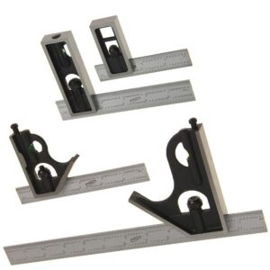 igaging 4" & 6" double square and 6" & 12" combination square set 4r steel blade high precision woodworking