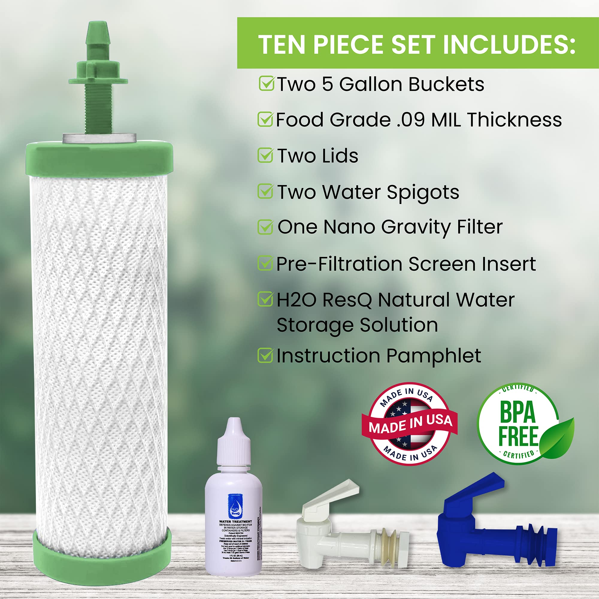 Nano Gravity Water Purification System - High Capacity Gravity-Fed Water Filtration System - Drinking Water Filter System