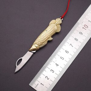 Epichao Fish Shape Golden Stainless Steel Mini Knife Pocket Folding Knife Tiny Thumb Multitool Small Keychain Knife