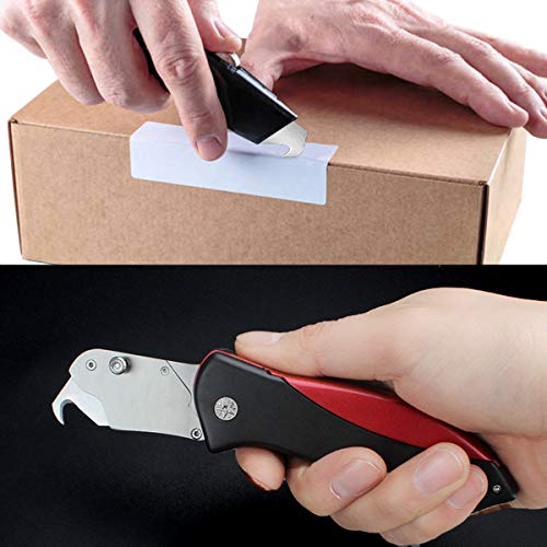 50 Pieces Utility Hook Blade Steel Razor Blade Hook Roofing Knife with Storage Box for Cutting Carpets, Wallpaper Materials