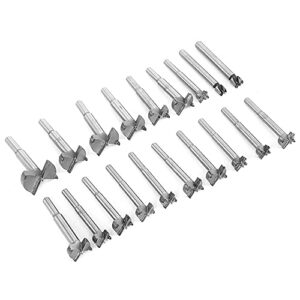 forstner drill bit set, 16 pcs 15mm-35mm, flat wing wood drill bits, woodworking boring hole saws hinge cutter auger opener, drilling press accessorie