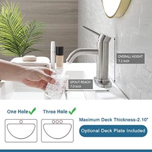 Easy DIY Optimum Size Bathroom Faucet with Optional Deck Plate 4 Inch Centerset Brushed Nickel Bathroom Sink Faucet Presents A Cleaner Look to Bathroom, RV, Farmhouse
