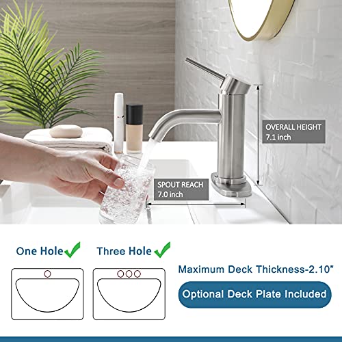 Easy DIY Optimum Size Bathroom Faucet with Optional Deck Plate 4 Inch Centerset Brushed Nickel Bathroom Sink Faucet Presents A Cleaner Look to Bathroom, RV, Farmhouse