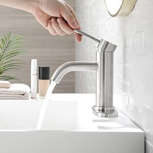 Easy DIY Optimum Size Bathroom Faucet with Optional Deck Plate 4 Inch Centerset Brushed Nickel Bathroom Sink Faucet Presents A Cleaner Look to Bathroom, RV, Farmhouse