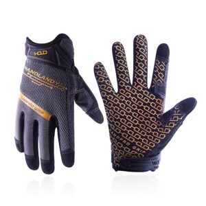 handlandy work gloves with grip for men & women, mechanic working gloves touchscreen, flexible thin work gloves (medium, grey)