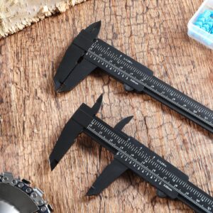 Mini Plastic Caliper 6 Inch 150 mm Vernier Caliper Double Scale (Metric/Inch) Eyebrow Ruler Plastic Vernier Caliper Sliding Gauge Measuring Tool for Student Office (Black, 20 Pieces)