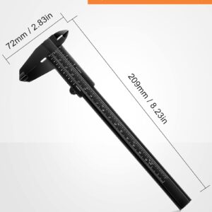 Mini Plastic Caliper 6 Inch 150 mm Vernier Caliper Double Scale (Metric/Inch) Eyebrow Ruler Plastic Vernier Caliper Sliding Gauge Measuring Tool for Student Office (Black, 20 Pieces)