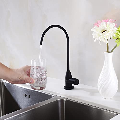 WENKEN Drinking Water Purifier Faucet, Modern Stainless Steel Commercial RO Water Filtration Faucet Matte Black for Under Sink Water Filter System