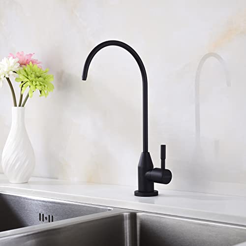 WENKEN Drinking Water Purifier Faucet, Modern Stainless Steel Commercial RO Water Filtration Faucet Matte Black for Under Sink Water Filter System