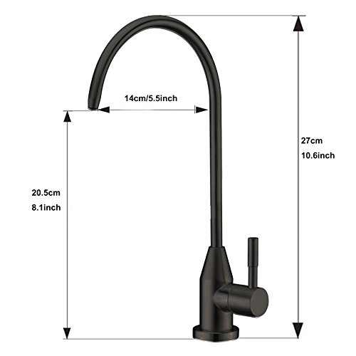 WENKEN Drinking Water Purifier Faucet, Modern Stainless Steel Commercial RO Water Filtration Faucet Matte Black for Under Sink Water Filter System