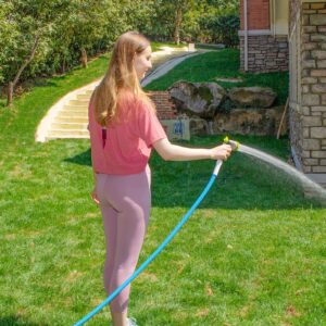 Fevone Garden Hose 100 ft x 5/8", Drinking Water Safe, Heavy Duty Water Hose, Flexible and Lightweight, Hybrid Hose Kink Free, Easy to Coil, Solid Aluminum Fittings - No Leak