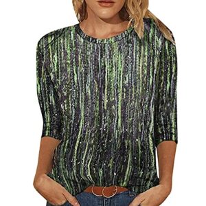 wodceeke women's half sleeve retro tie-dye t-shirt round neck basic tee summer casual loose blouse top (green, m)