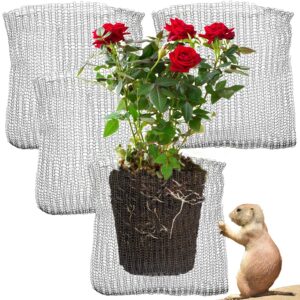 giftexpress 4pc 5 gallon gopher and vole wire baskets, gopher wire mesh plant root protector gopher baskets for gopher repellent to prevent underground burrowing animals and critter damages
