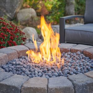 Outdoor GreatRoom Co Propane Fire Pit Kit - 52 Inch Round Bronson DIY Bonfire Gas Fire Pits for Outside Patio - Includes 84 Stone Paver Blocks, 42" Firepit Burner, Tumbled Lava Rock, 105,000 BTU