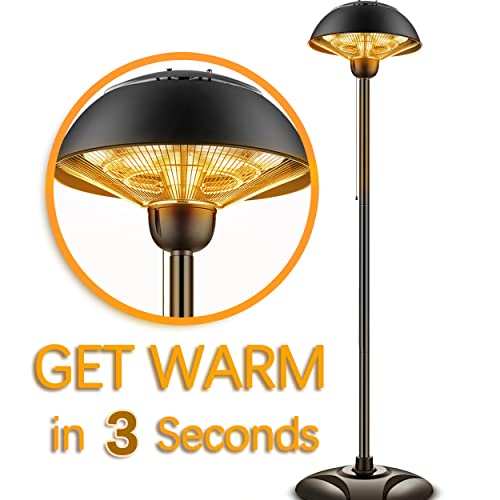 DONYER POWER Electric Garden Patio Tall Standing Heater, Waterproof Outdoor&Indoor 1500W,Easy Assembly,black