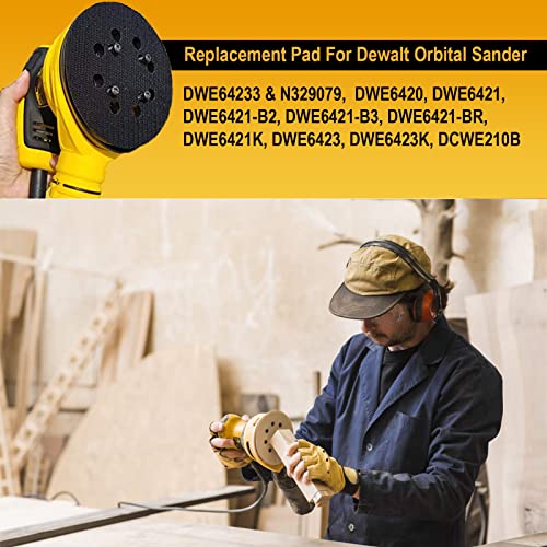 2 Packs Sander Pad for Dewalt DWE64233 & N329079 5" 8 Hole Hook and Loop Replacement Orbital Sander Pad Compatible with DWE6421 6421K DWE6423 6423K DCW210B (4 Screw Holes Sanding Part)