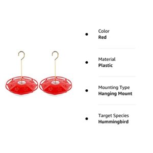 Juegoal 12 oz Hanging Hummingbird Feeder, 2 Pack Outdoor Hummingbird Feeders with 8 Feeding Flower Ports, Bird Nectar Leak-Proof Saucer Feeders for Garden Yard Patio