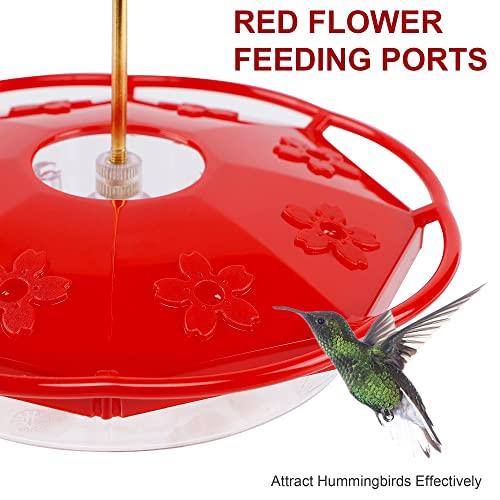 Juegoal 12 oz Hanging Hummingbird Feeder, 2 Pack Outdoor Hummingbird Feeders with 8 Feeding Flower Ports, Bird Nectar Leak-Proof Saucer Feeders for Garden Yard Patio