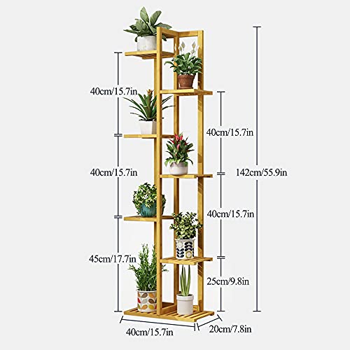 MOAMUN Bamboo Plant Stand 7 Tier 8 Potted Flower Display Rack Planter Stand Holder Shelf for Indoor and Outdoor Patio Garden, Living Room, Corner Balcony and Bedroom