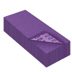 sandpaper 220 grit,wet dry sanding sheets,high performance ceramic abrasive sand paper for wood furniture finishing,metal grinding,automotive polishing,9 x 3.6 inch,purple,25-pack