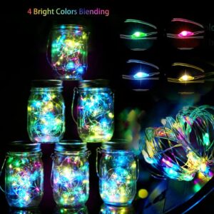 30 LED 12 Pack Mason Jar Solar Lights Outdoor Colorful Solar Mason Jar Lid String Fairy Lights Hanging Lights for Patio Yard Garden Wedding Decorations[No Jar+12 Hangers]