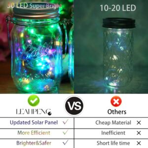 30 LED 12 Pack Mason Jar Solar Lights Outdoor Colorful Solar Mason Jar Lid String Fairy Lights Hanging Lights for Patio Yard Garden Wedding Decorations[No Jar+12 Hangers]